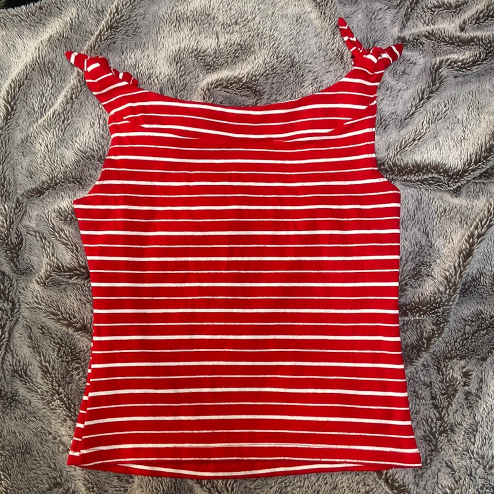 90s Vintage Red and White Stripped Top